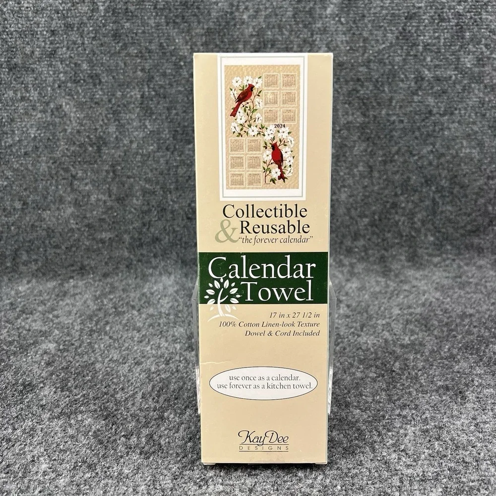 2024 Kay Dee Designs Calendar Tea Towel Cardinals Dogwoods 17
